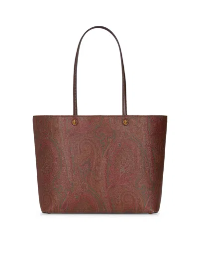 Etro Essential Medium Paisley Shopping Bag In Brown