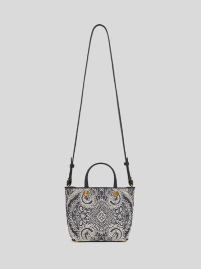 Etro Essential Mini Jacquard Denim Tote Bag, Woman, Blue