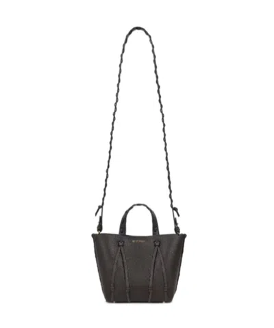 Etro Essential Mini Leather Tote Bag With Threading In Gray