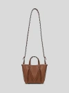 Etro Essential Mini Leather Tote Bag With Threading, Woman, Brown