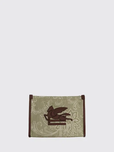 Etro Essential Paisley Jacquard Cotton Denim Clutch In Green