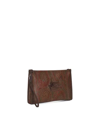 Etro Essential Paisley Pouch In Brown