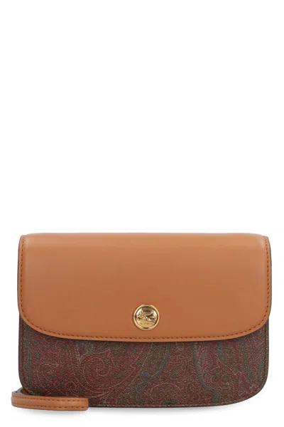 Etro Essential Paisley Print Crossbody Bag In Saddle Brown