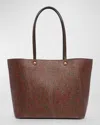 Etro Luxurious Xl Tote Handbag In Brown Leather With Paisley Print For Women In Brown