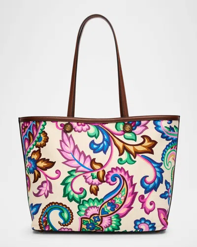 Etro Essential Printed Shopping Tote Bag In White