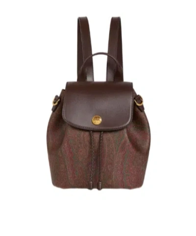 Etro Essential Small Arnica Backpack In Brown