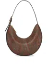 Etro Medium Paisley Leather Shoulder Bag In Brown