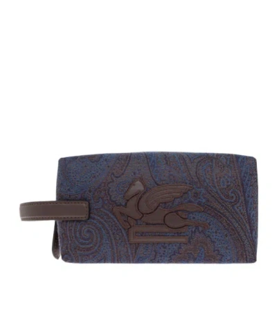 Etro Essential Small Jacquard Pouch In Black