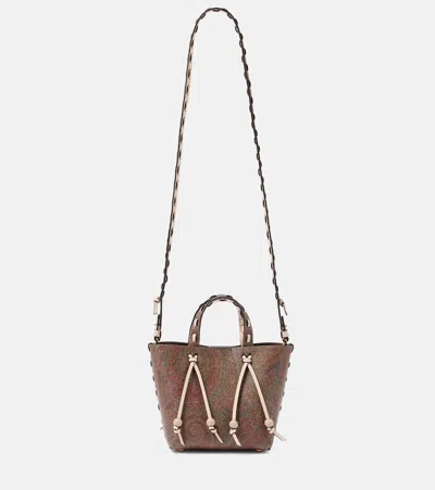 Etro Schultertasche Essentials Small Aus Canvas In Braun