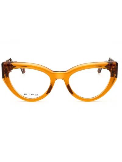Etro 0018 Eyeglasses In Amber Gd/clear Demo Lens