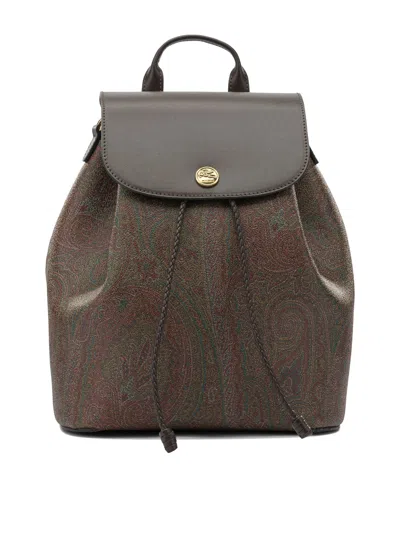 Etro Backpack With Adjustable Straps And Top Handle In Brown