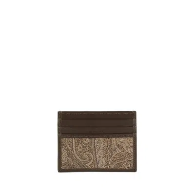 Etro Essential Jacquard Wallet In Brown