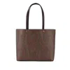 Etro Dark Brown Paisley Fabric Shopping L Bag In Burgundy