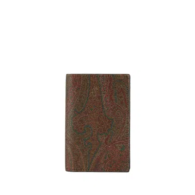 Etro Essential Paisley Passport Case In Brown