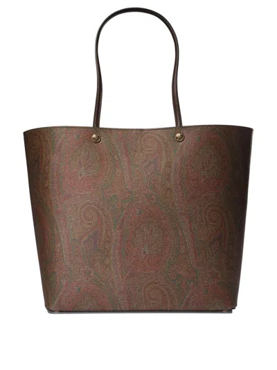 Etro Paisley Printed Shopper Bag In Brown