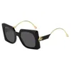 Etro Logo Mixed-media Square Sunglasses In Black