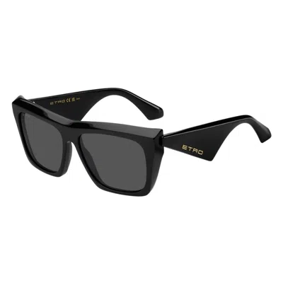 Etro 0095s Rectangular Dark Lens Sunglasses In Black