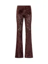 Etro Trousers With A Velvet Pattern In Burgundy