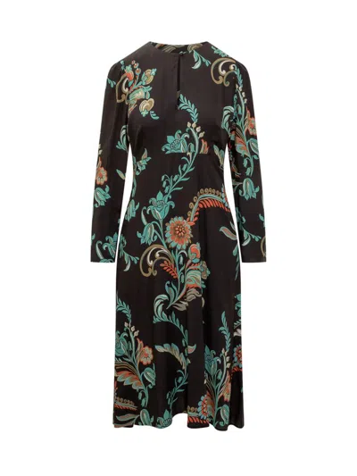 Etro Floral Midi Dress In Multi
