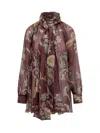 Etro Floral Patterned Silk Blouse In Red