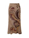 Etro Long Skirt With Multicolor Floral Pattern In Brown