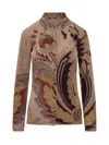 Etro Multicolor Slim Shirt With Paisley Pattern In Brown