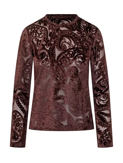 Etro Paisley Top Bordeaux In Burgundy