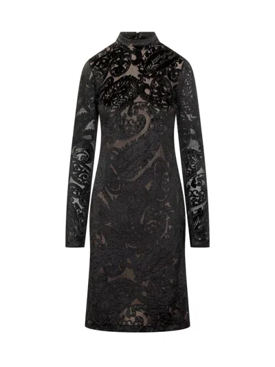 ETRO ETRO ETRO SHORT VELVET DRESS WITH FLORAL PATTERN