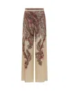 Etro Silk Palace Trousers With Paisley Print In Neutral