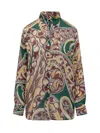Etro Floral Paisley Print Long Sleeve Silk Top In Multi