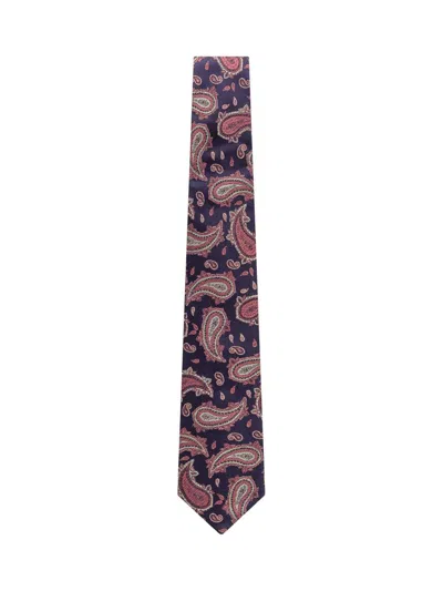 Etro Tie In Blue Paisley Silk In Multi