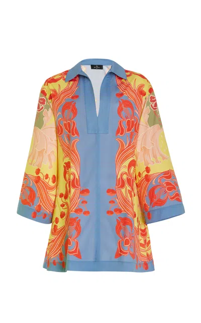 Etro Exclusive Printed Cotton Tunic Shirt In Multi