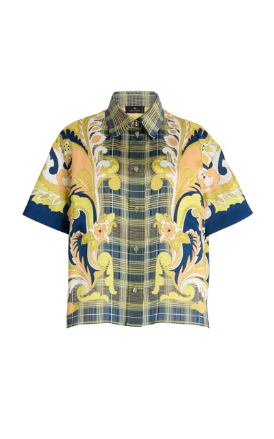 Etro Exclusive Riviera Printed Silk-twill Top