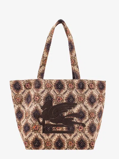Etro Fabric Shopping Bag With Pegasus Embossed Maxi Embroidery