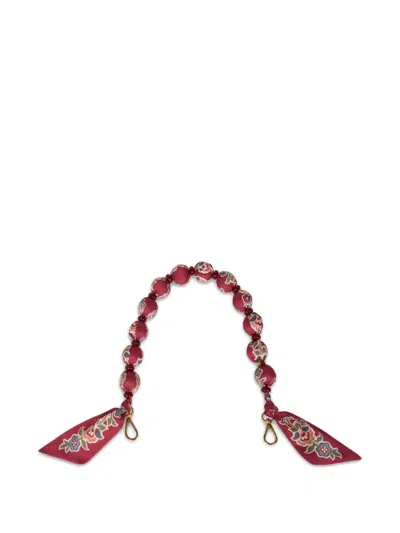Etro Fabric-sphere Beaded Bag Strap In Red