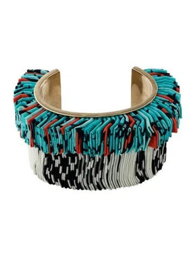 Pre-owned Etro Fabric Wide Cuff Bracelet, 6.75" In Multi