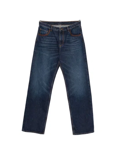 Etro Faded Cotton Jeans In Blue