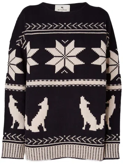 Etro Fair-isle Sweater In Black