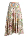 Etro Asymmetric Floral-print Cotton-poplin Midi Skirt In White