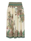 Etro Womens Print On White Base Floral-print High-rise Cotton Midi Skirt In Multicolour