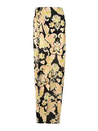 Etro Long Sarong-style Black Light Viscose Jersey Wrap Skirt