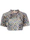 Etro Cropped Top Set High Neckline In Multicolor