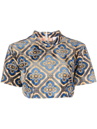 Etro Cropped Top Set High Neckline In Multicolour