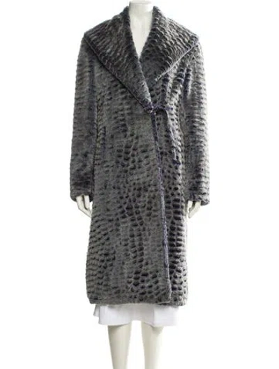 Pre-owned Etro Faux Fur Faux Fur Coat In Blue