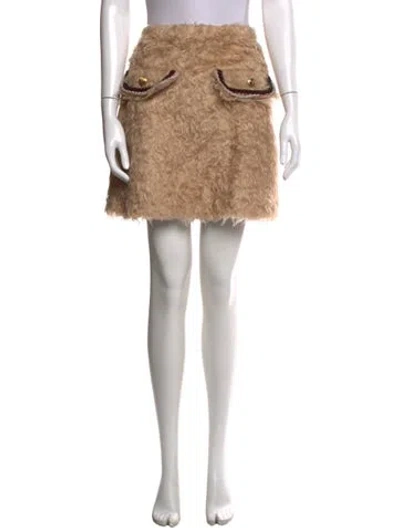 Pre-owned Etro Faux Fur Mini Skirt In Neutral