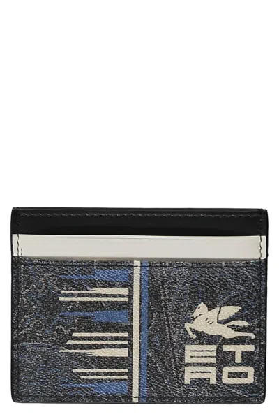 Etro Faux Leather Card Holder In Black