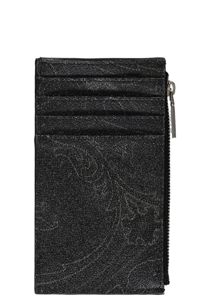 Etro Faux Leather Card Holder In Black