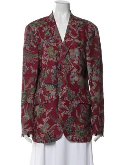 Pre-owned Etro Faux Shearling Floral Print Coat In Burgundy