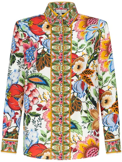 Etro Feminine Multicolor Printed Silk Shirt For Spring/summer 2024