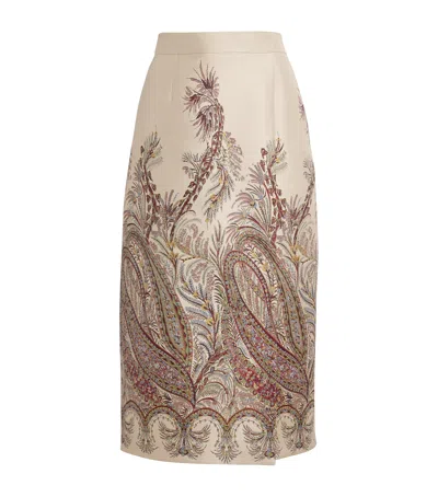 ETRO FIL COUPÉ PAISLEY MIDI SKIRT
